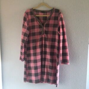 Just Love brand pink and grey buffalo check sleep shirt.